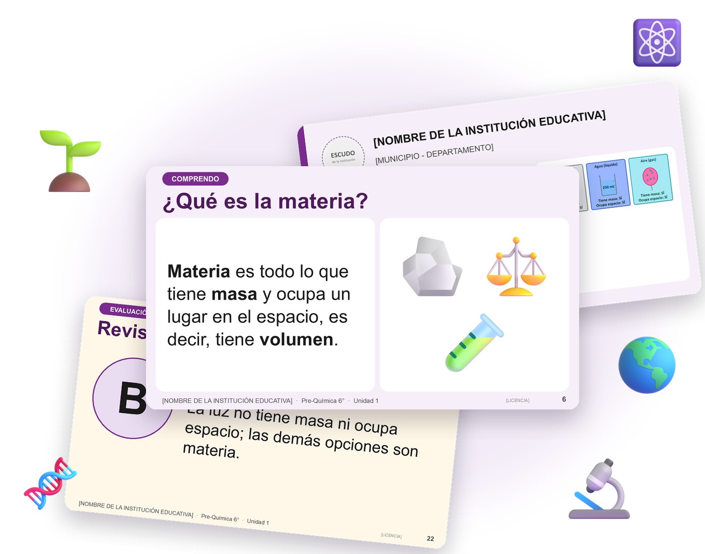 Diapositivas reales del material: ¿Qué es la materia?, Pre-Química 6°
